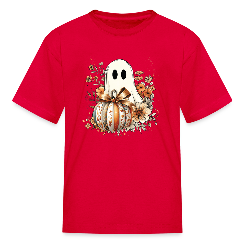 Pumpkin Ghost Kids' T-Shirt - red