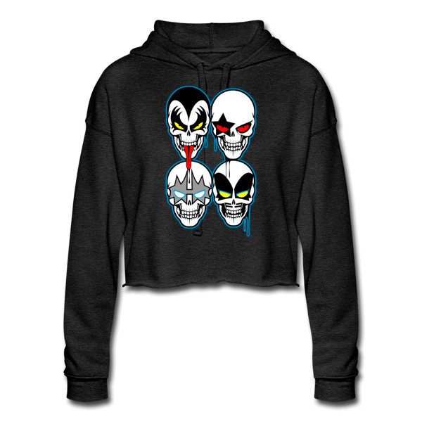 Kiss Skull Cropped Hoodie - deep heather